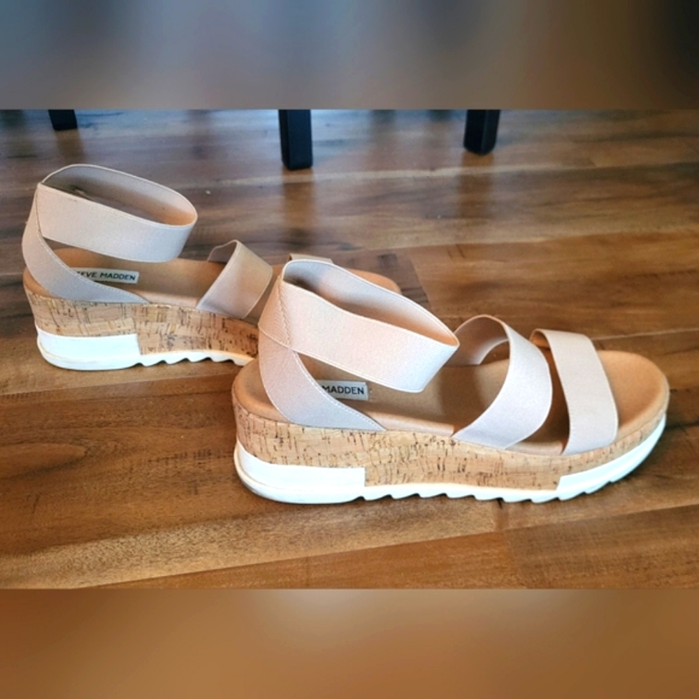 Steve Madden Tan Cork Platform Sandals